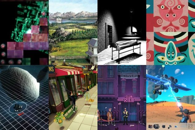 Top left to right: Phollia, Rusty Lake: Roots, See You On The Other Side, SIHEYU4N. Bottom left to right: Space Krieg, The Gentleman, Regional Nightclub Bouncer, Trailmakers.